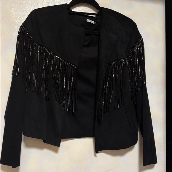 Zara Jackets & Blazers - Zara Black faux suede Fringe Women's jacket